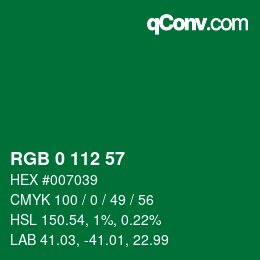 Color code: RGB 0 112 57 | qconv.com