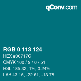 Color code: RGB 0 113 124 | qconv.com