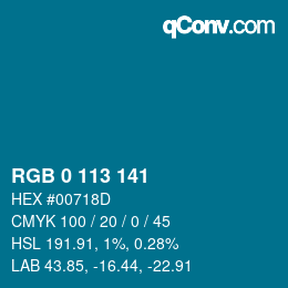 Color code: RGB 0 113 141 | qconv.com
