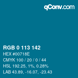 Color code: RGB 0 113 142 | qconv.com