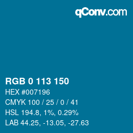 Color code: RGB 0 113 150 | qconv.com