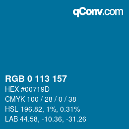 Color code: RGB 0 113 157 | qconv.com