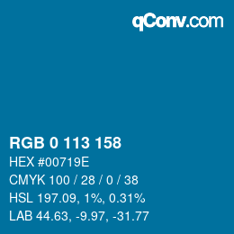 Color code: RGB 0 113 158 | qconv.com