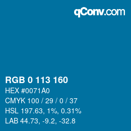 Color code: RGB 0 113 160 | qconv.com
