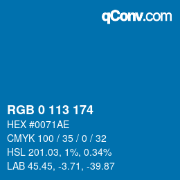 Color code: RGB 0 113 174 | qconv.com