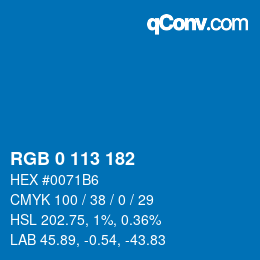 Color code: RGB 0 113 182 | qconv.com