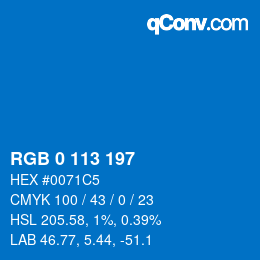 Color code: RGB 0 113 197 | qconv.com