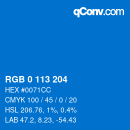 Color code: RGB 0 113 204 | qconv.com