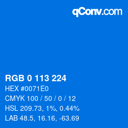 Color code: RGB 0 113 224 | qconv.com