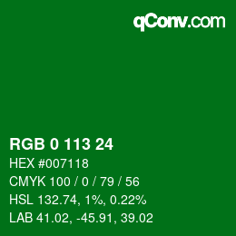 Color code: RGB 0 113 24 | qconv.com
