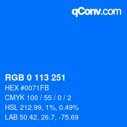 Color code: RGB 0 113 251 | qconv.com
