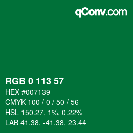 Code couleur: RGB 0 113 57 | qconv.com