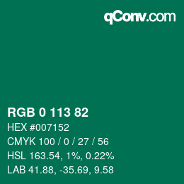 颜色代码: RGB 0 113 82 | qconv.com