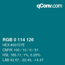 Color code: RGB 0 114 126 | qconv.com