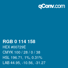 カラーコード: RGB 0 114 158 | qconv.com
