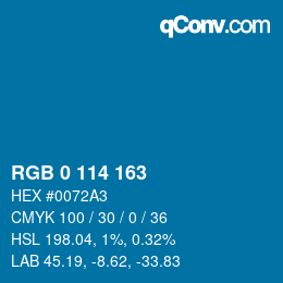 Color code: RGB 0 114 163 | qconv.com