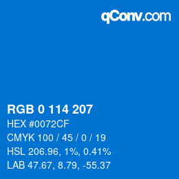 カラーコード: RGB 0 114 207 | qconv.com