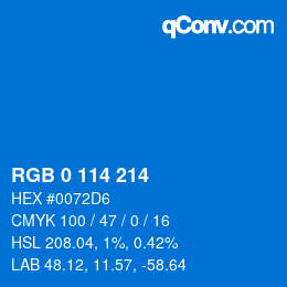 Color code: RGB 0 114 214 | qconv.com