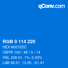 Color code: RGB 0 114 220 | qconv.com