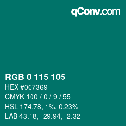 Farbcode: RGB 0 115 105 | qconv.com