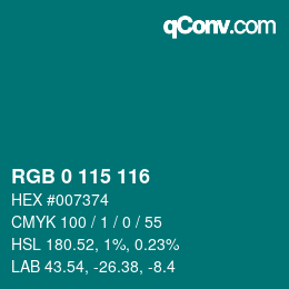 Color code: RGB 0 115 116 | qconv.com