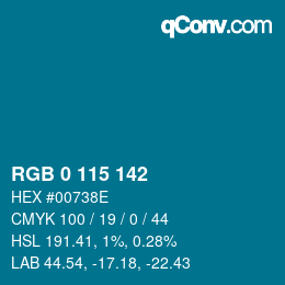 Color code: RGB 0 115 142 | qconv.com