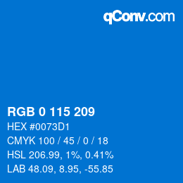 颜色代码: RGB 0 115 209 | qconv.com
