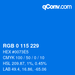 Color code: RGB 0 115 229 | qconv.com