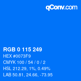 Color code: RGB 0 115 249 | qconv.com