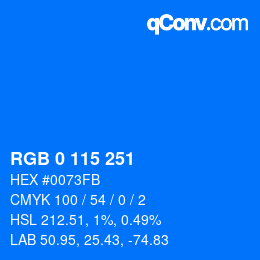 颜色代码: RGB 0 115 251 | qconv.com