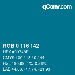 Color code: RGB 0 116 142 | qconv.com