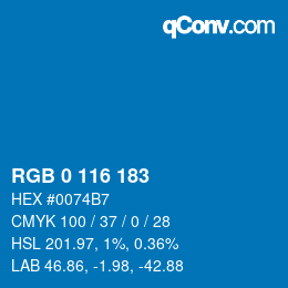 Color code: RGB 0 116 183 | qconv.com