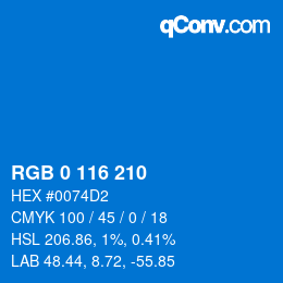 Color code: RGB 0 116 210 | qconv.com