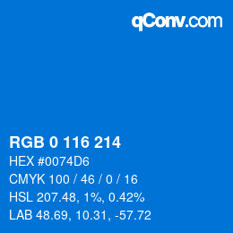 Color code: RGB 0 116 214 | qconv.com