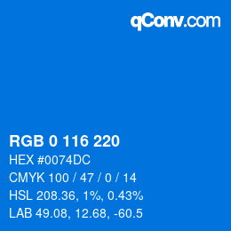 Color code: RGB 0 116 220 | qconv.com