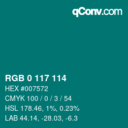 Color code: RGB 0 117 114 | qconv.com