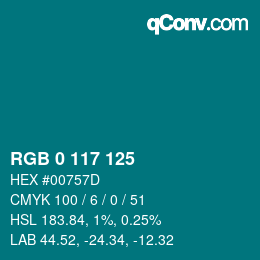 Código de color: RGB 0 117 125 | qconv.com