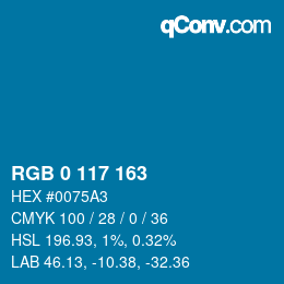 Color code: RGB 0 117 163 | qconv.com