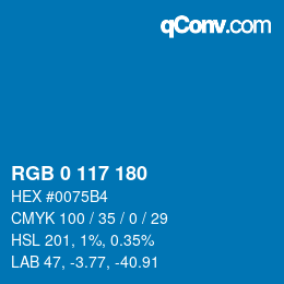 カラーコード: RGB 0 117 180 | qconv.com