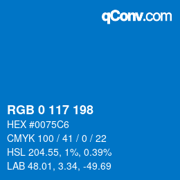 Color code: RGB 0 117 198 | qconv.com