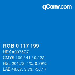 Color code: RGB 0 117 199 | qconv.com