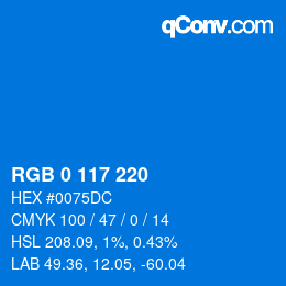 Color code: RGB 0 117 220 | qconv.com