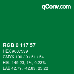 颜色代码: RGB 0 117 57 | qconv.com