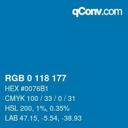 颜色代码: RGB 0 118 177 | qconv.com