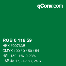 Farbcode: RGB 0 118 59 | qconv.com