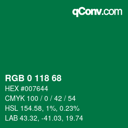 Farbcode: RGB 0 118 68 | qconv.com