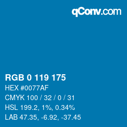 カラーコード: RGB 0 119 175 | qconv.com