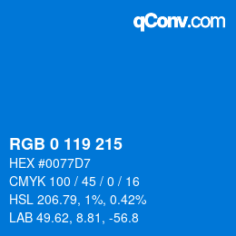 Color code: RGB 0 119 215 | qconv.com