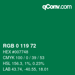 Código de color: RGB 0 119 72 | qconv.com