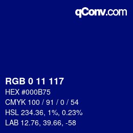 Color code: RGB 0 11 117 | qconv.com